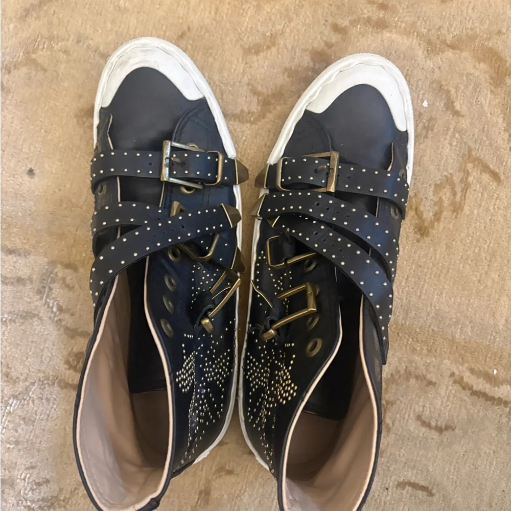 Chloe Studded Black High-Top Sneakers - Picture 3 of 6